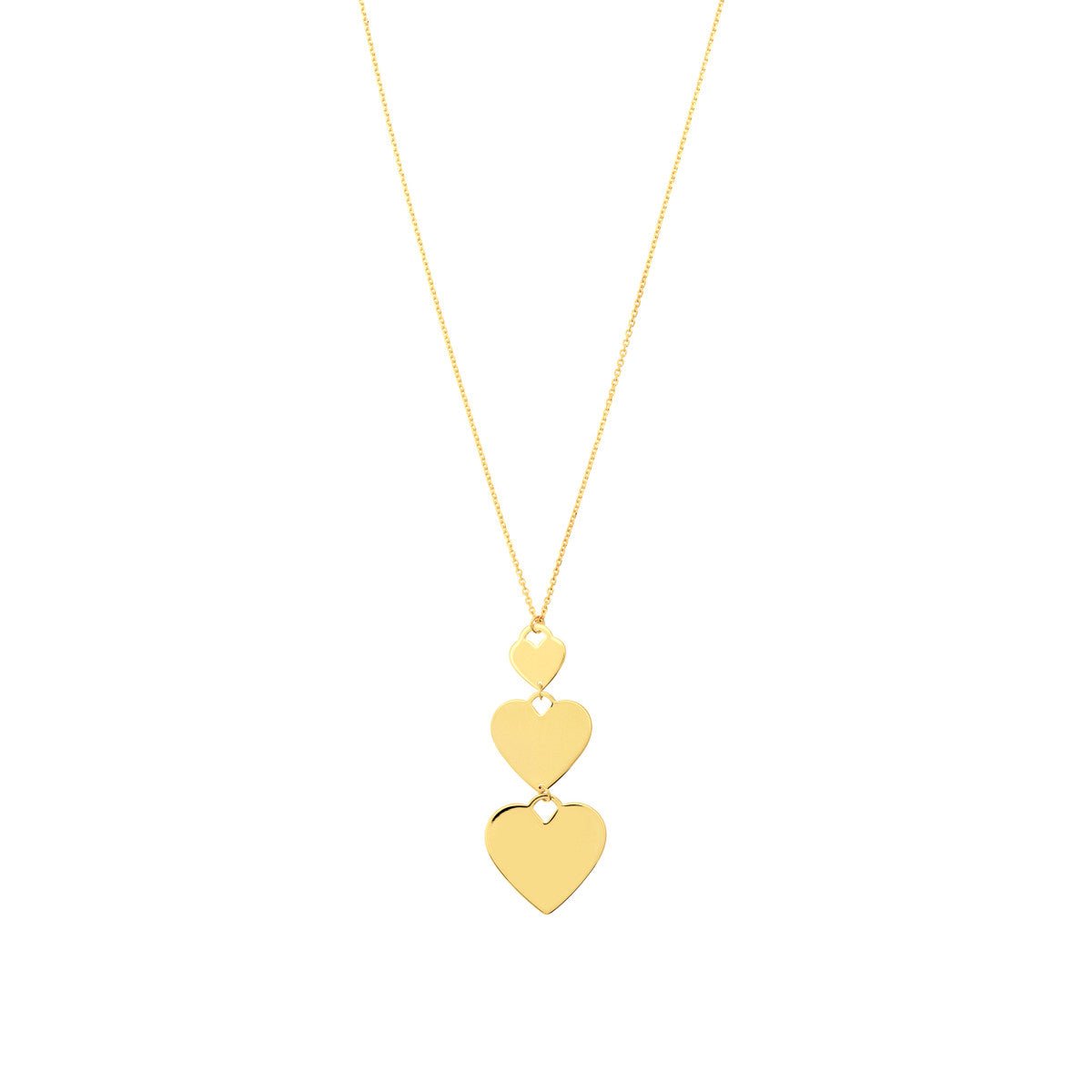 Birmingham Jewelry - 14K Yellow Gold Graduating Triple Heart Adjustable Necklace - Birmingham Jewelry