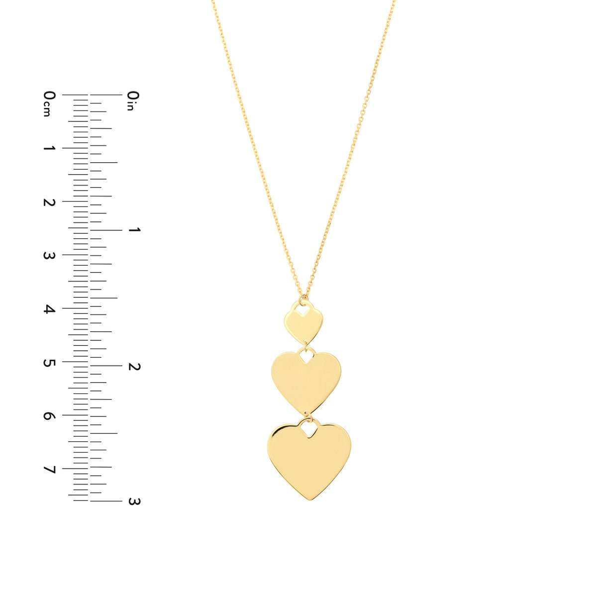 Birmingham Jewelry - 14K Yellow Gold Graduating Triple Heart Adjustable Necklace - Birmingham Jewelry
