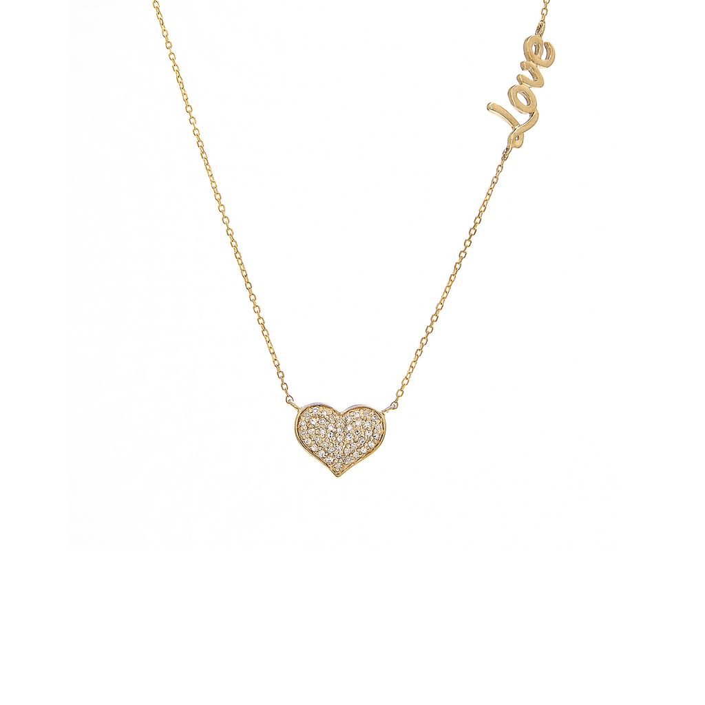 14K Yellow Gold Heart And Love Diamond Necklace Birmingham Jewelry Necklace Birmingham Jewelry 
