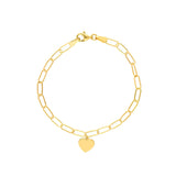 Birmingham Jewelry - 14K Yellow Gold Heart Charm Paper Clip Bracelet - Birmingham Jewelry