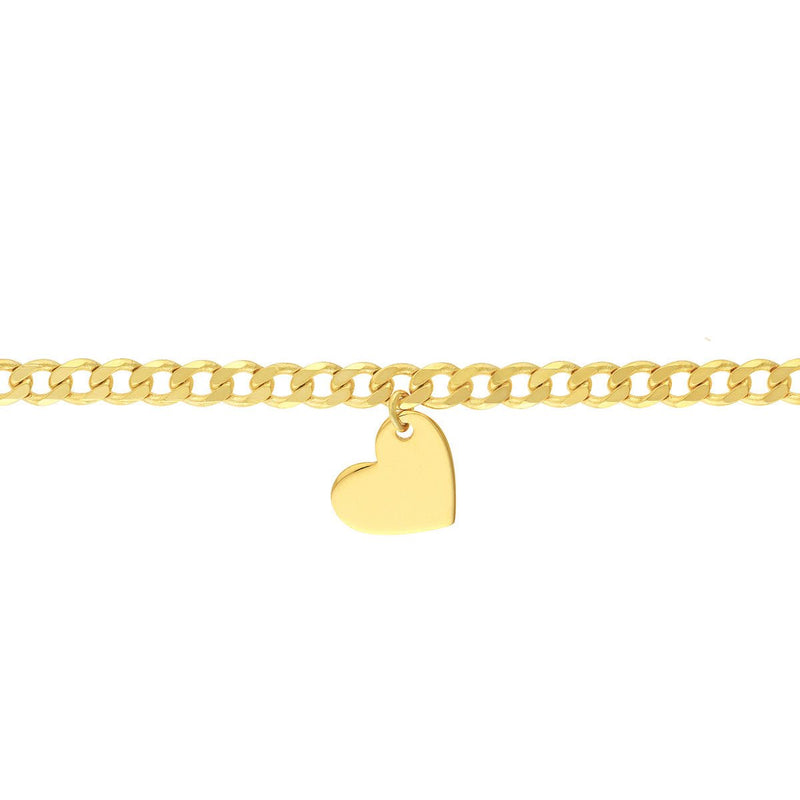 Birmingham Jewelry - 14K Yellow Gold Heart Drop on Open Curb Chain Choker - Birmingham Jewelry
