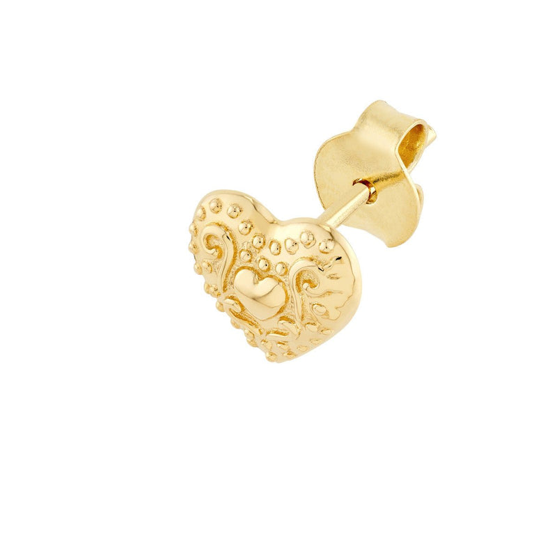 Birmingham Jewelry - 14K Yellow Gold Heart Pattern Stud Earrings - Birmingham Jewelry