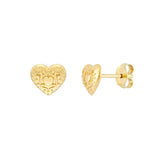 Birmingham Jewelry - 14K Yellow Gold Heart Pattern Stud Earrings - Birmingham Jewelry