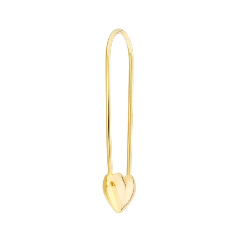 Birmingham Jewelry - 14K Yellow Gold Heart Safety Pin Hoop Earrings - Birmingham Jewelry