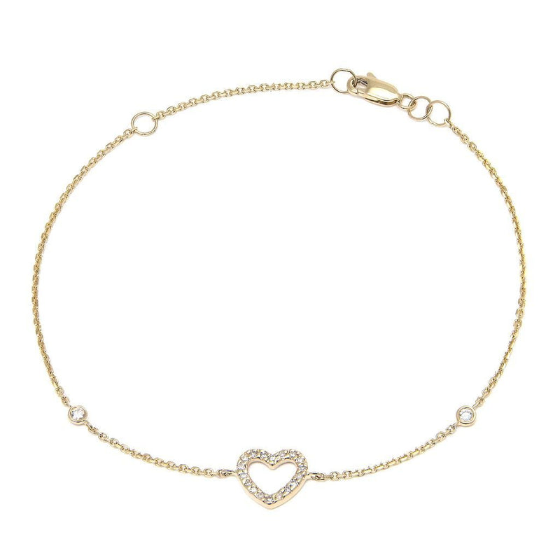14K Yellow Gold Heart Single Micro Pave Diamond Bracelet Birmingham Jewelry Bracelet Birmingham Jewelry 