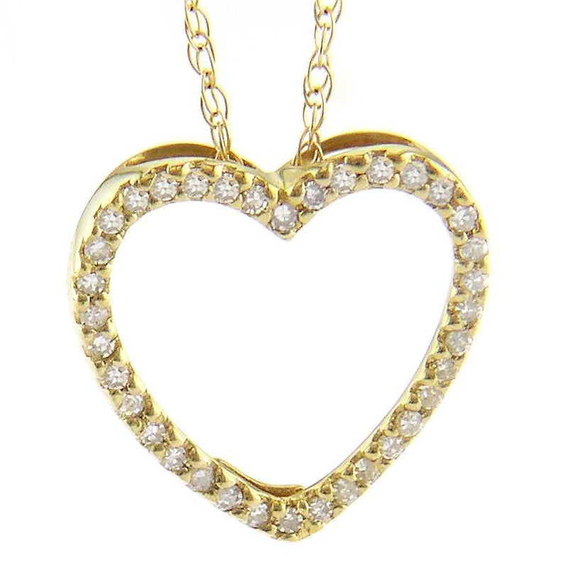 14K Yellow Gold Heart Single Prong Diamond Pendant Birmingham Jewelry Pendant Birmingham Jewelry 