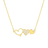 Birmingham Jewelry - 14K Yellow Gold Heart Trio with Diamonds Necklace - Birmingham Jewelry