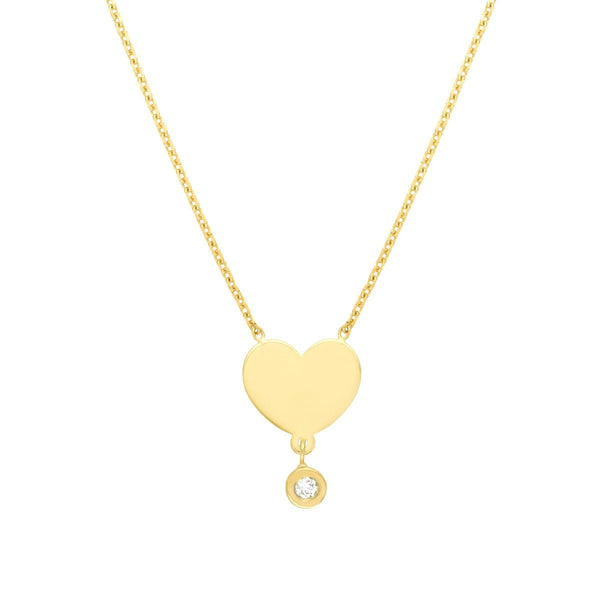 Birmingham Jewelry - 14K Yellow Gold Heart with Diamond Drop Adjustable Necklace - Birmingham Jewelry