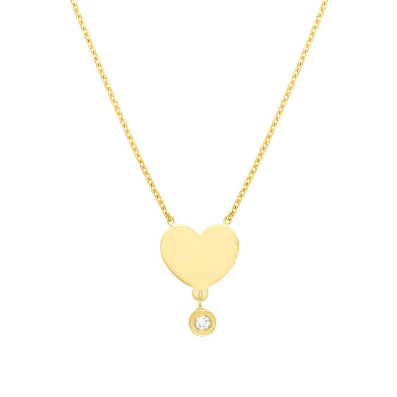 Birmingham Jewelry - 14K Yellow Gold Heart with Diamond Drop Adjustable Necklace - Birmingham Jewelry
