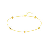 Birmingham Jewelry - 14K Yellow Gold Hearts on Piatto Chain Adjustable Anklet - Birmingham Jewelry