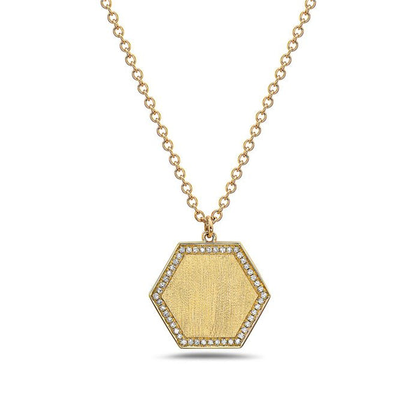 14K Yellow Gold Hexagon Diamond Necklace Birmingham Jewelry Necklace Birmingham Jewelry 