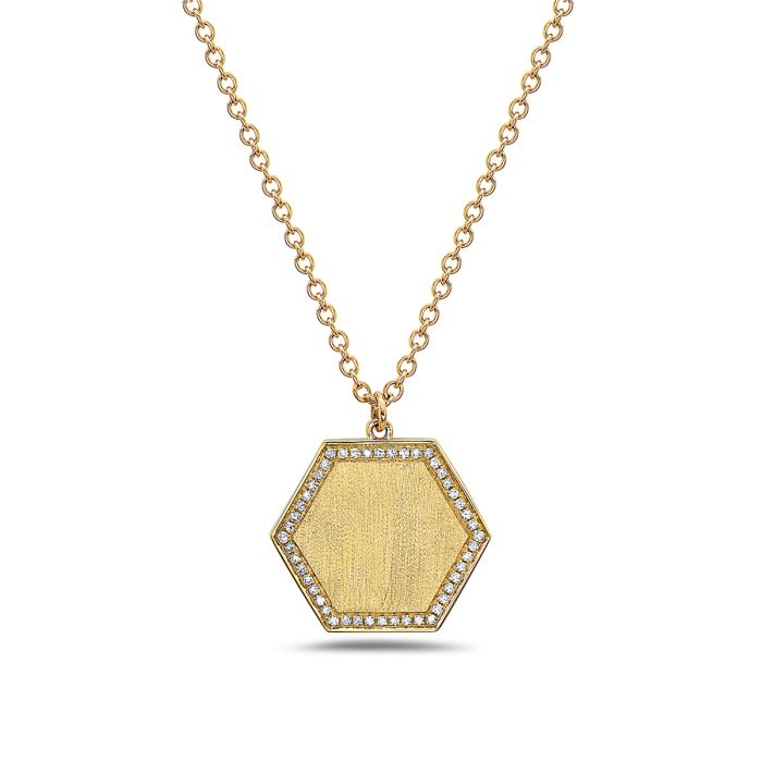 14K Yellow Gold Hexagon Diamond Necklace Birmingham Jewelry Necklace Birmingham Jewelry 