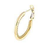 Birmingham Jewelry - 14K Yellow Gold High Polish and Popcorn Double Hoop Omega Earrings - Birmingham Jewelry