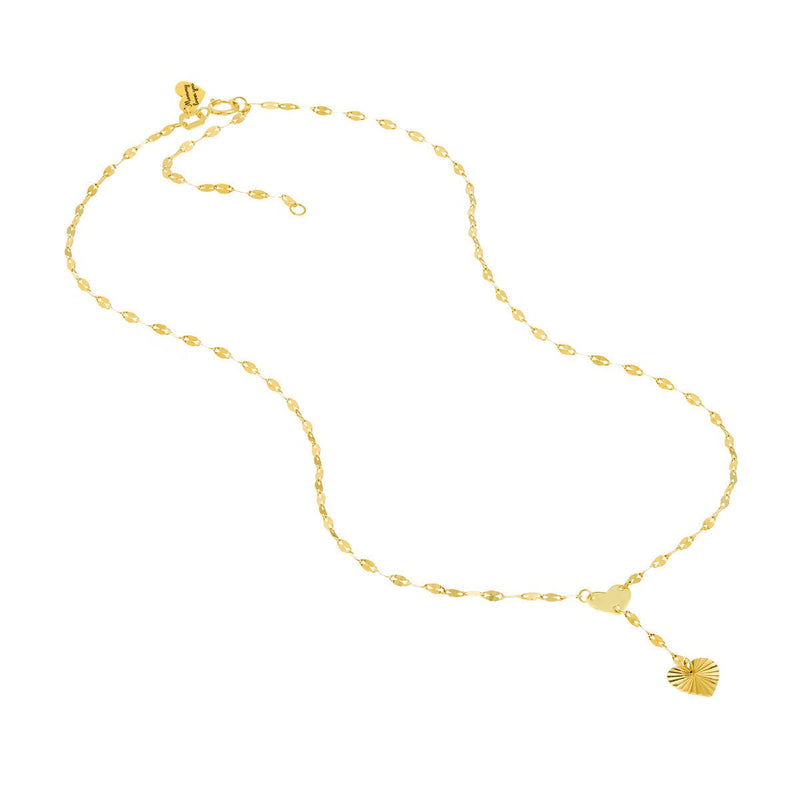 Birmingham Jewelry - 14K Yellow Gold High Polished & Radiant Cut Heart Drop Baby Necklace - Birmingham Jewelry
