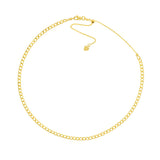 Birmingham Jewelry - 14K Yellow Gold Hollow Cuban Curb Chain Adjustable Choker - Birmingham Jewelry
