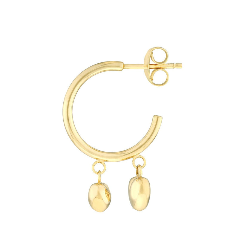 Birmingham Jewelry - 14K Yellow Gold Hoop Earrings with Puffy Heart Dangles - Birmingham Jewelry