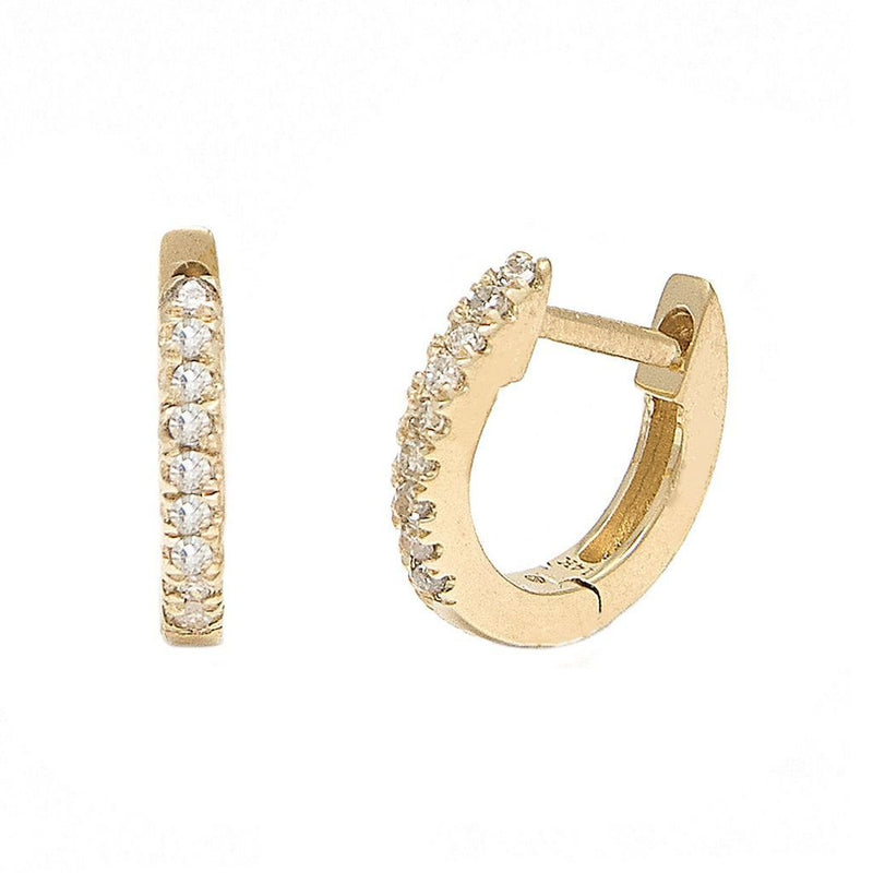 14K Yellow Gold Hoop Single Micro Pave Diamond Earrings Birmingham Jewelry Earrings Birmingham Jewelry 
