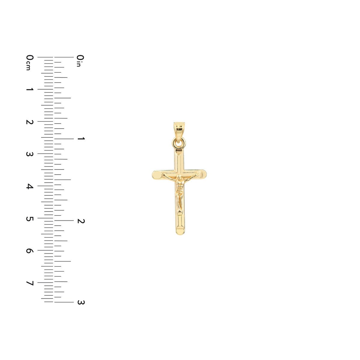 Birmingham Jewelry - 14K Yellow Gold HP 3D Crucifix With Crimped Ends - Birmingham Jewelry