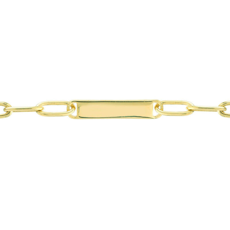 Birmingham Jewelry - 14K Yellow Gold ID Bar Paper Clip Chain Bracelet - Birmingham Jewelry