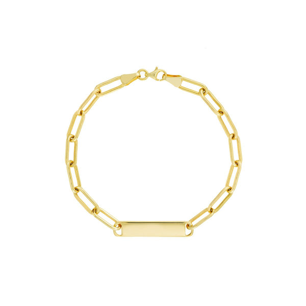 Birmingham Jewelry - 14K Yellow Gold ID Bar Paper Clip Chain Bracelet - Birmingham Jewelry