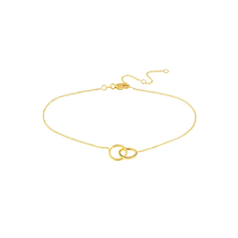 Birmingham Jewelry - 14K Yellow Gold Intertwined Circles Adjustable Anklet - Birmingham Jewelry