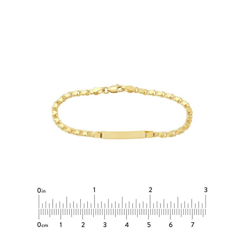 Birmingham Jewelry - 14K Yellow Gold Kid's ID Bracelet on Heart Mirror Rope Chain - Birmingham Jewelry