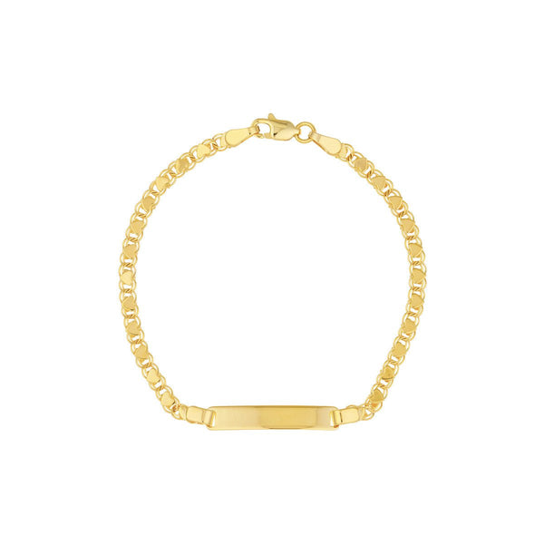 Birmingham Jewelry - 14K Yellow Gold Kid's ID Bracelet on Heart Mirror Rope Chain - Birmingham Jewelry