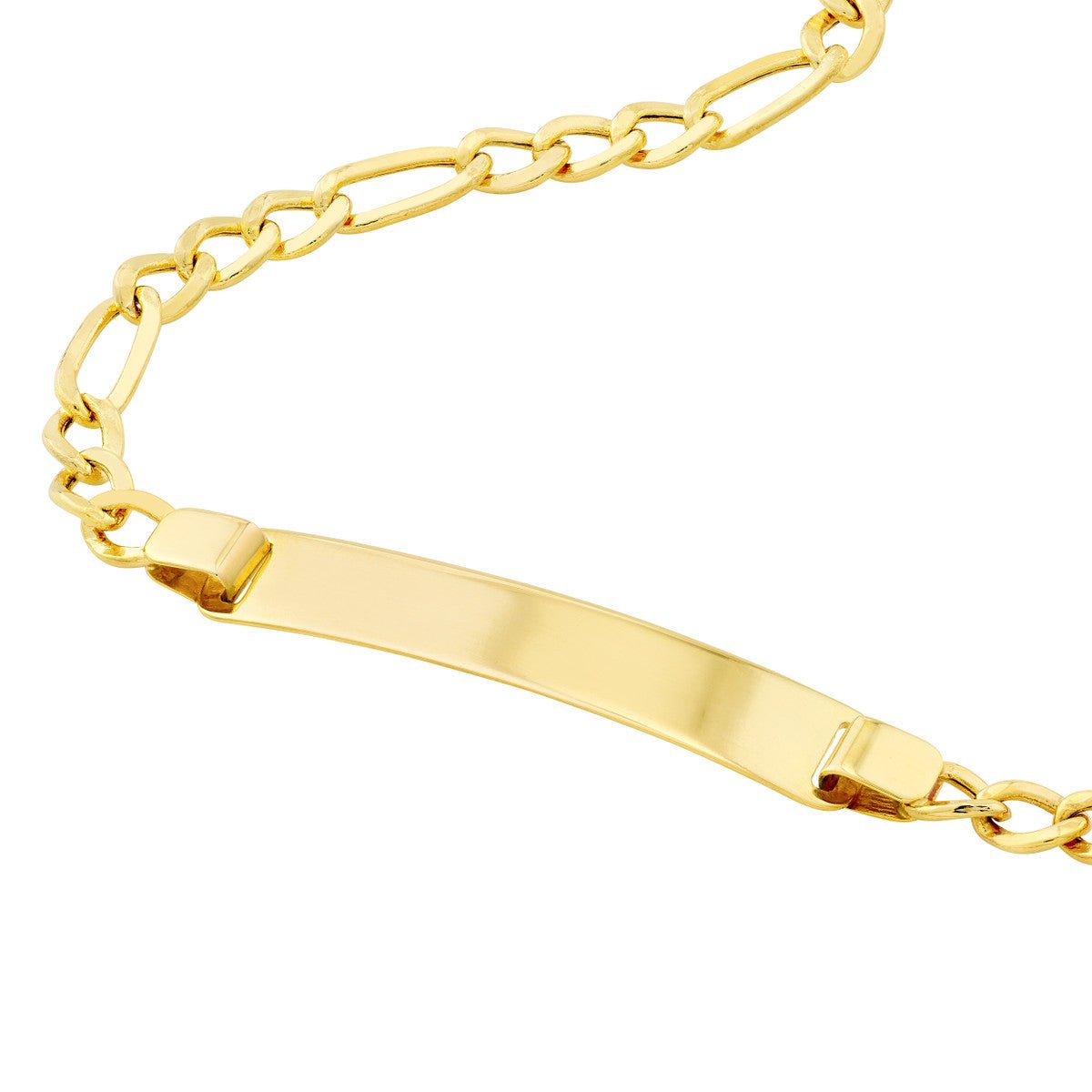 Store Kid's Solid 10K Yellow Gold Figaro Engravable ID Bar Bracelet 5.5