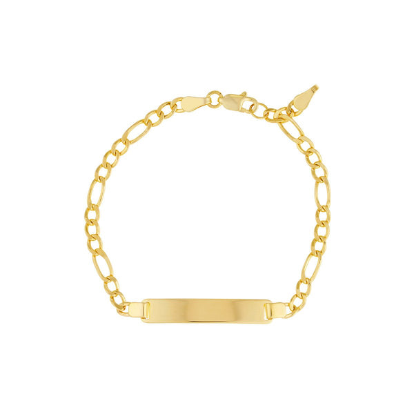 Birmingham Jewelry - 14K Yellow Gold Kid's Initial ID Bracelet on Figaro Chain - Birmingham Jewelry