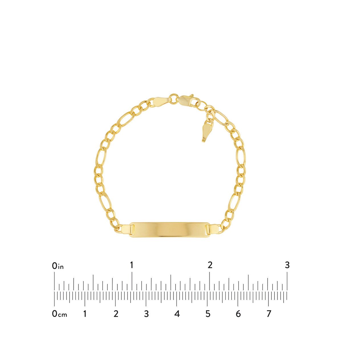 14k Yellow Gold Engraveable 5mm Figaro Link Danagling Heart Baby orders ID Bracelet 6