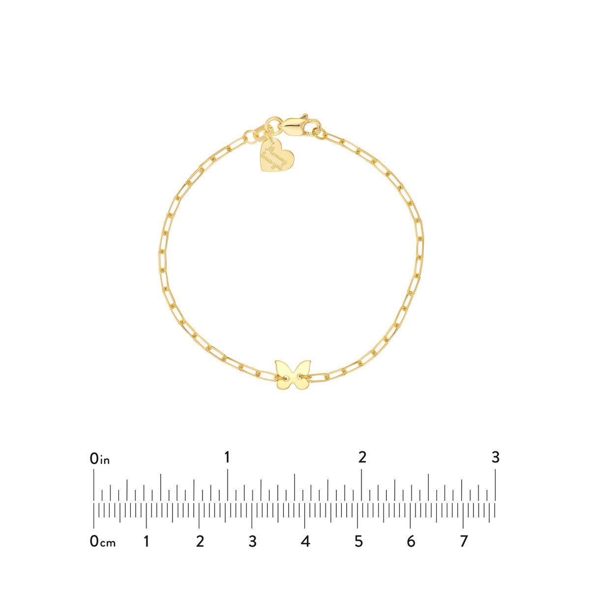 Birmingham Jewelry - 14K Yellow Gold Kid's Paper Clip Chain Bracelet with Butterfly - Birmingham Jewelry