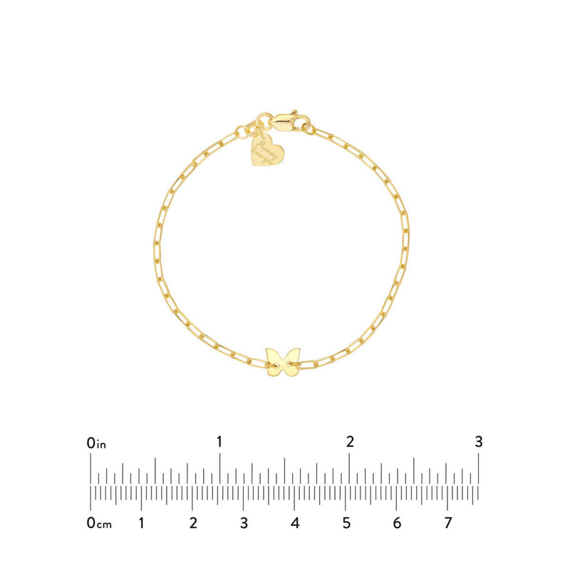 Birmingham Jewelry - 14K Yellow Gold Kid's Paper Clip Chain Bracelet with Butterfly - Birmingham Jewelry