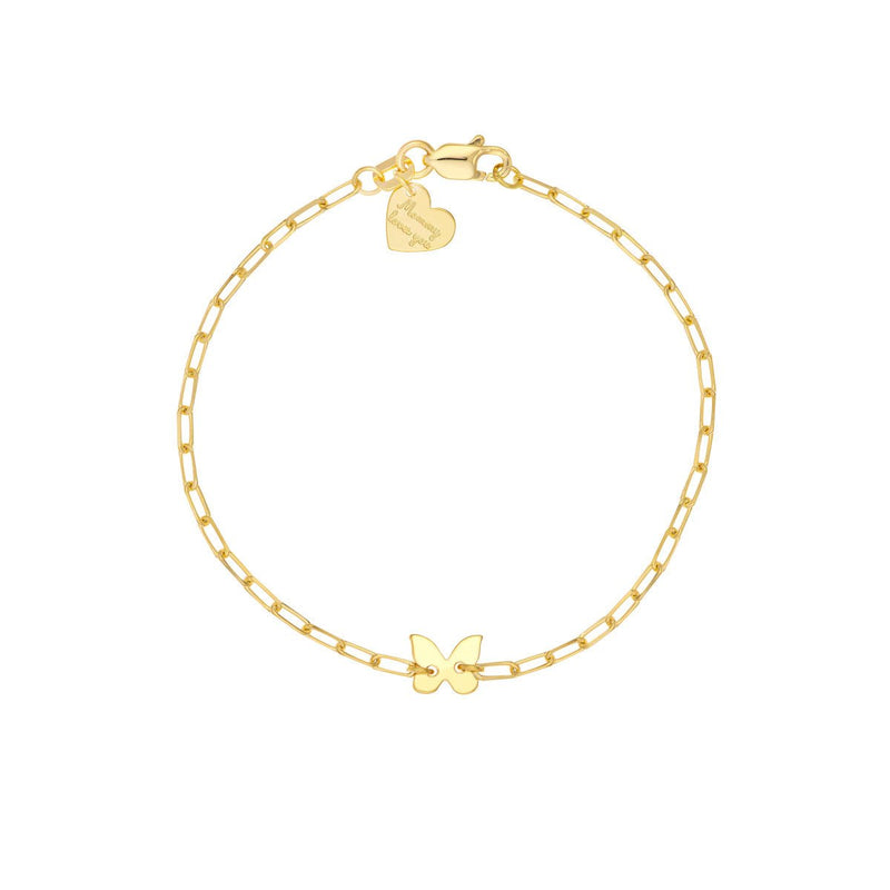 Birmingham Jewelry - 14K Yellow Gold Kid's Paper Clip Chain Bracelet with Butterfly - Birmingham Jewelry