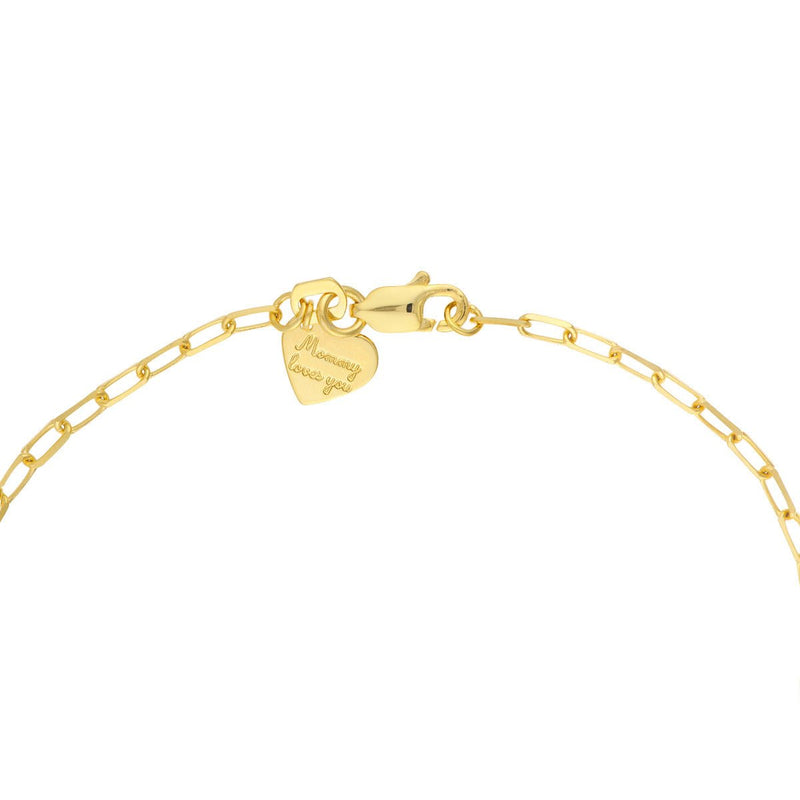 Birmingham Jewelry - 14K Yellow Gold Kid's Paper Clip Chain Bracelet with Cat - Birmingham Jewelry