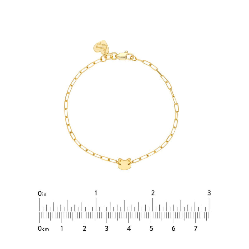 Birmingham Jewelry - 14K Yellow Gold Kid's Paper Clip Chain Bracelet with Cat - Birmingham Jewelry