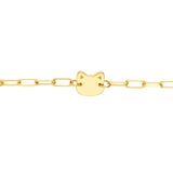 Birmingham Jewelry - 14K Yellow Gold Kid's Paper Clip Chain Bracelet with Cat - Birmingham Jewelry