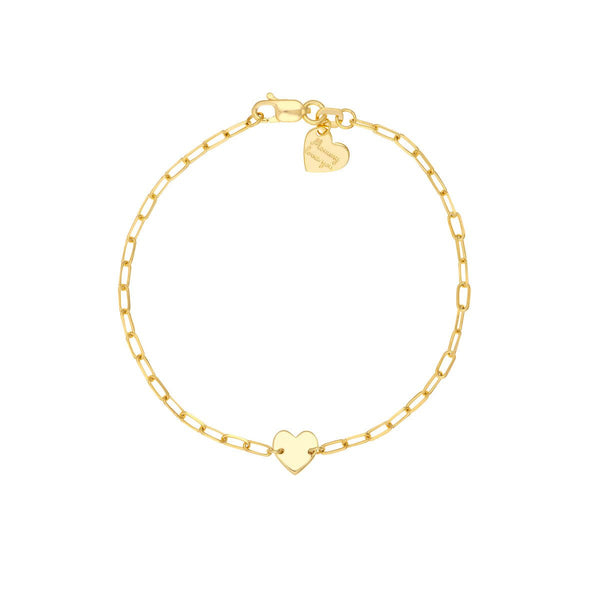 Birmingham Jewelry - 14K Yellow Gold Kid's Paper Clip Chain Bracelet with Heart - Birmingham Jewelry