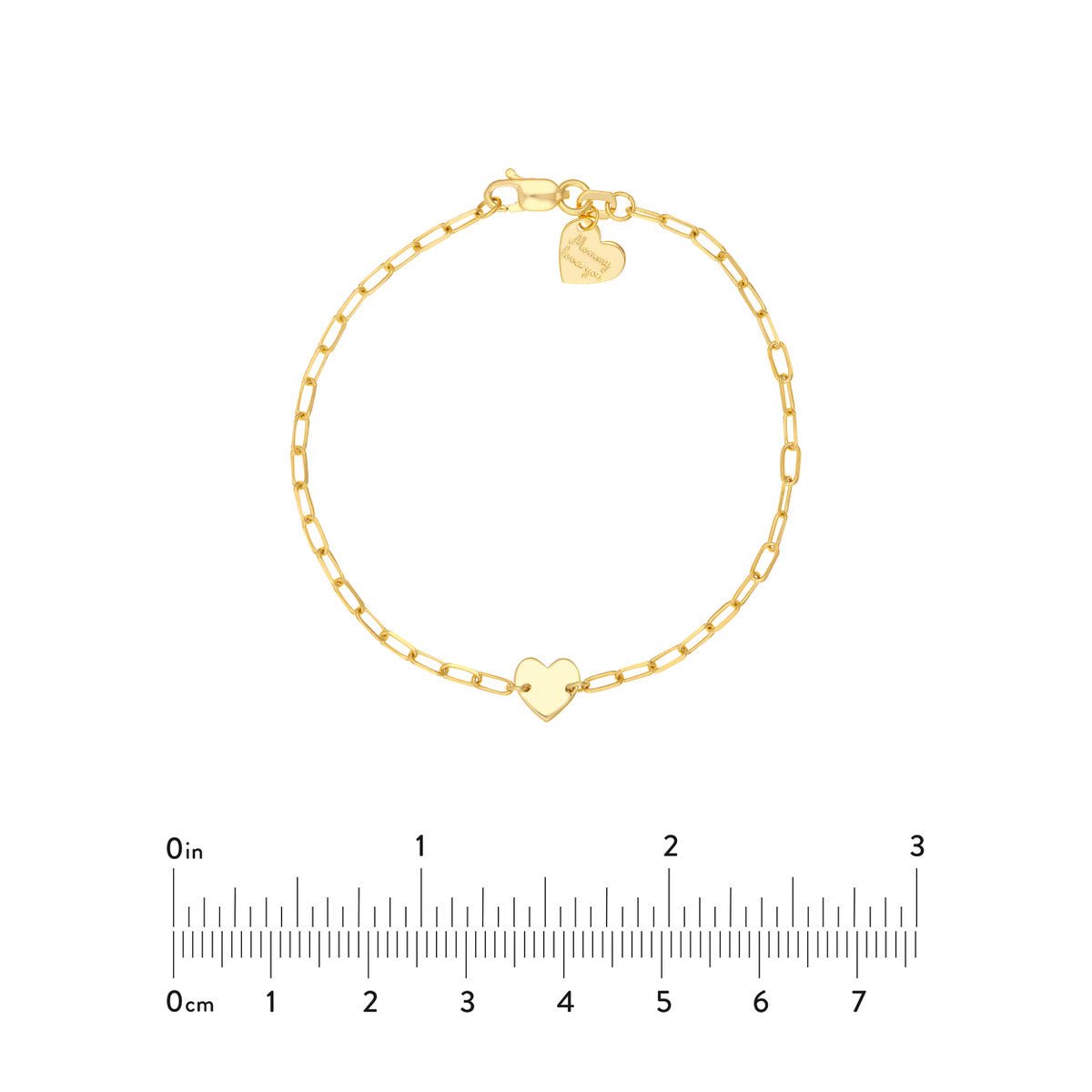 14K Yellow Gold Kid's Paper Clip Chain Bracelet with Heart Birmingham Jewelry Bracelet Birmingham Jewelry 