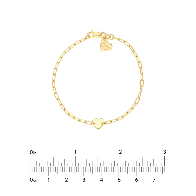 Birmingham Jewelry - 14K Yellow Gold Kid's Paper Clip Chain Bracelet with Heart - Birmingham Jewelry