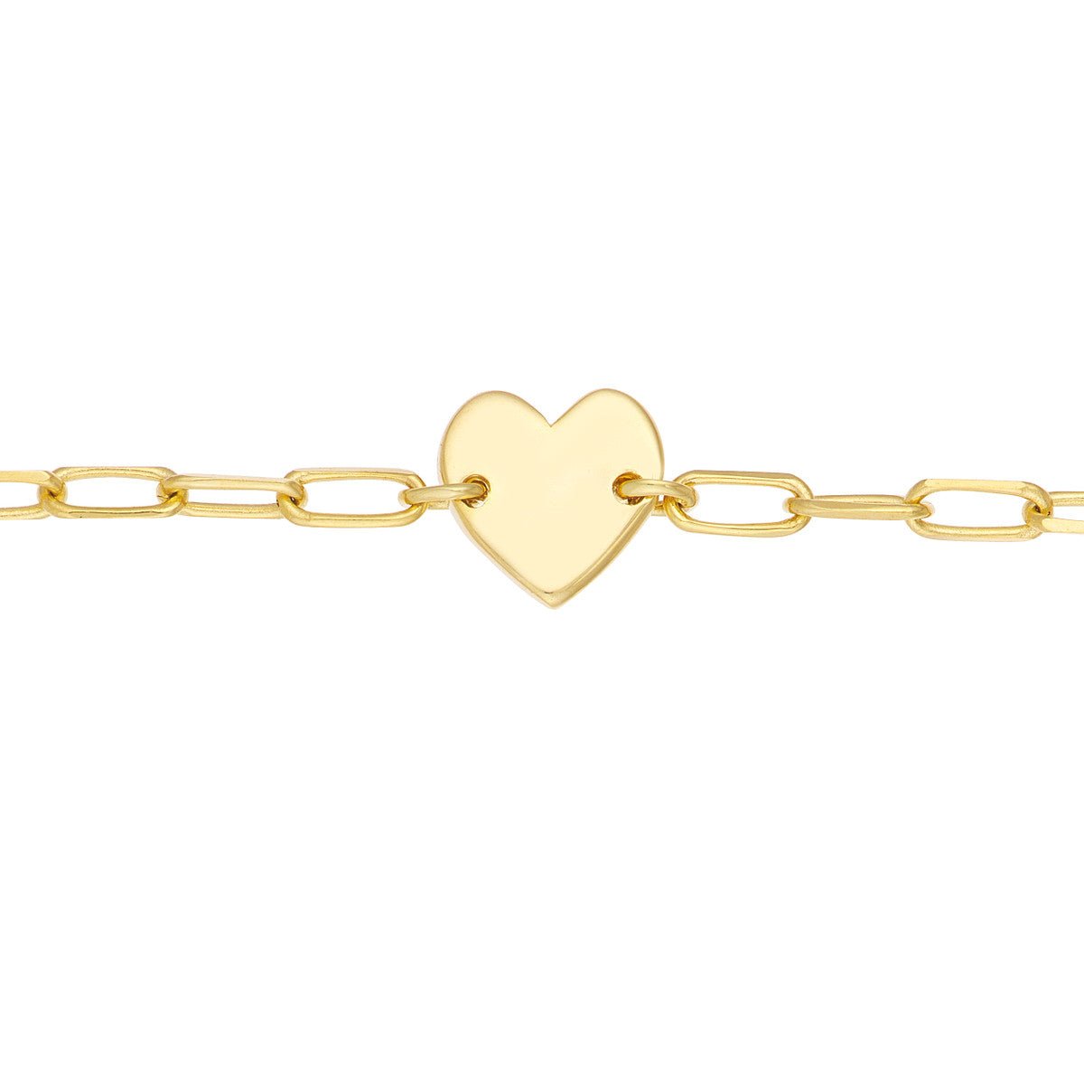 14K Yellow Gold Kid's Paper Clip Chain Bracelet with Heart Birmingham Jewelry Bracelet Birmingham Jewelry 