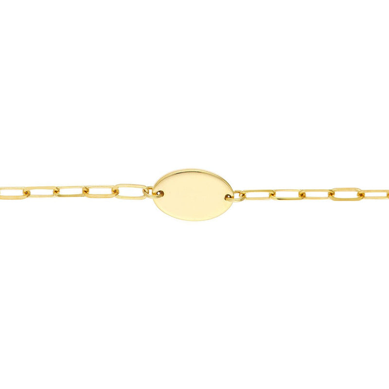 Birmingham Jewelry - 14K Yellow Gold Kid's Paper Clip Chain Bracelet with Oval - Birmingham Jewelry