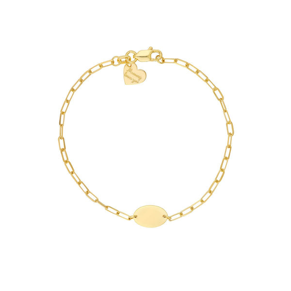 Birmingham Jewelry - 14K Yellow Gold Kid's Paper Clip Chain Bracelet with Oval - Birmingham Jewelry