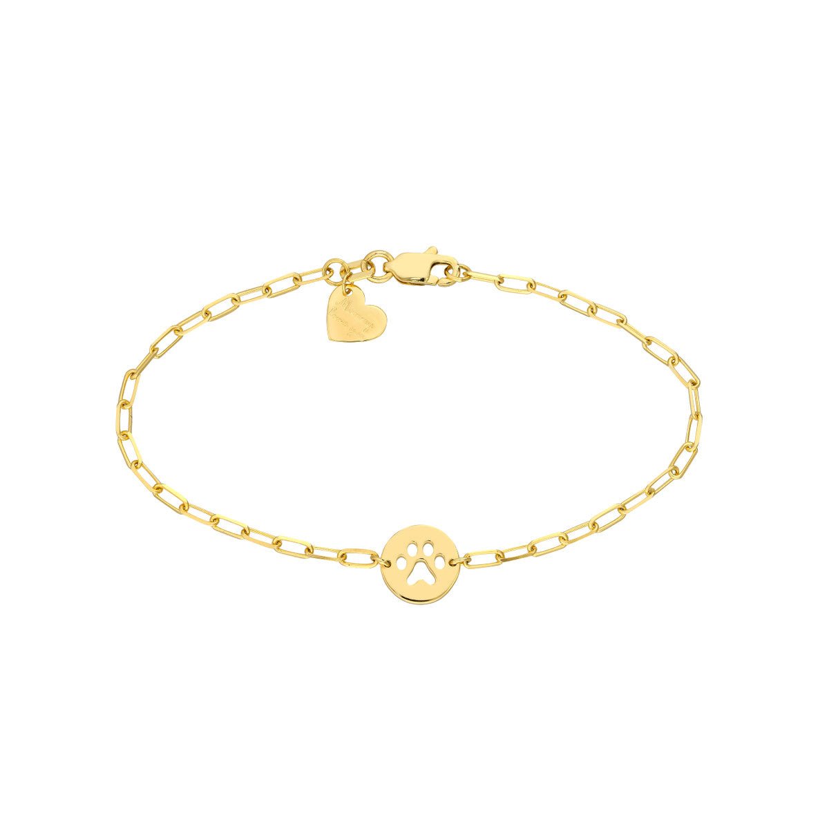 Birmingham Jewelry - 14K Yellow Gold Kid's Paper Clip Chain Bracelet with Paw - Birmingham Jewelry