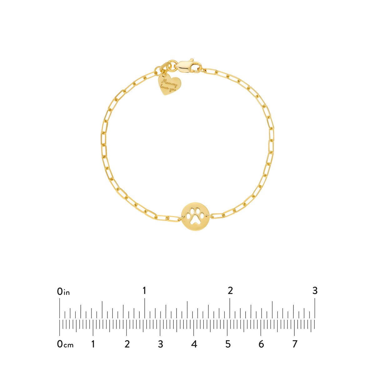 Birmingham Jewelry - 14K Yellow Gold Kid's Paper Clip Chain Bracelet with Paw - Birmingham Jewelry