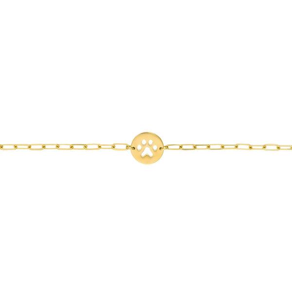 Birmingham Jewelry - 14K Yellow Gold Kid's Paper Clip Chain Bracelet with Paw - Birmingham Jewelry