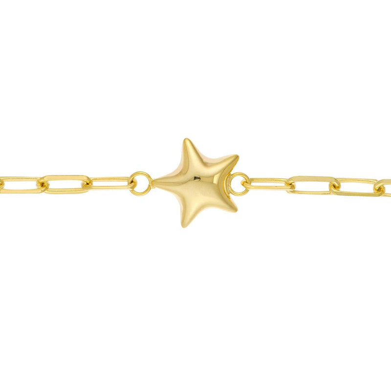 Birmingham Jewelry - 14K Yellow Gold Kid's Paper Clip Chain Bracelet with Star - Birmingham Jewelry