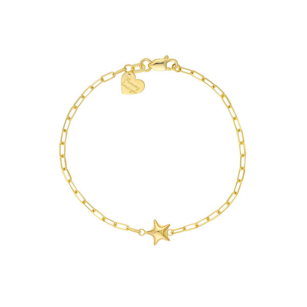 Birmingham Jewelry - 14K Yellow Gold Kid's Paper Clip Chain Bracelet with Star - Birmingham Jewelry