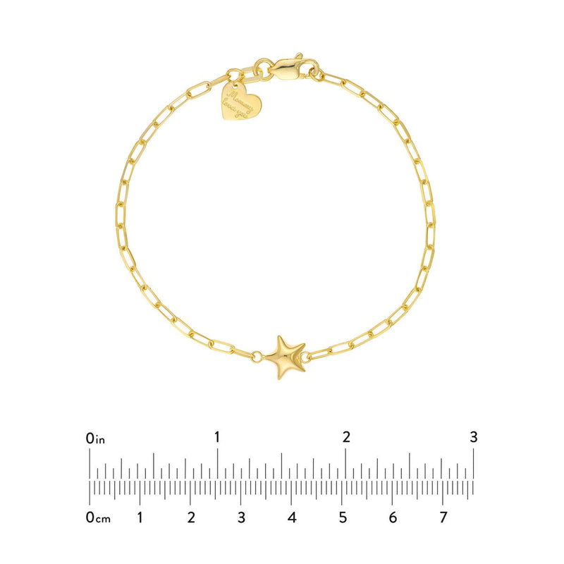 Birmingham Jewelry - 14K Yellow Gold Kid's Paper Clip Chain Bracelet with Star - Birmingham Jewelry