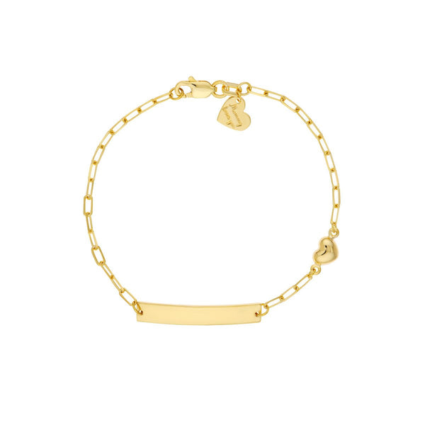 Birmingham Jewelry - 14K Yellow Gold Kid's Paper Clip Chain ID Bracelet with Heart - Birmingham Jewelry