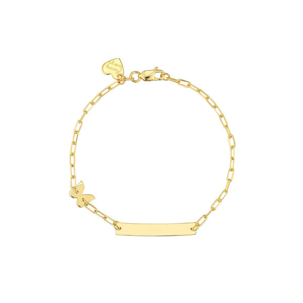 Birmingham Jewelry - 14K Yellow Gold Kid's Paper Clip Chain ID/Butterfly Bracelet - Birmingham Jewelry